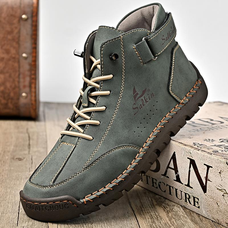 Fashion Stylish Mens Low Top Sneakers 2025 New Outdoor Motorcycle Boots Lace Up Non-Slip Ankle Boots Classic Mens Leather High Top Shoes
