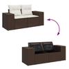 7 Piece Garden Sofa Set with Cushions Brown Poly Rattan