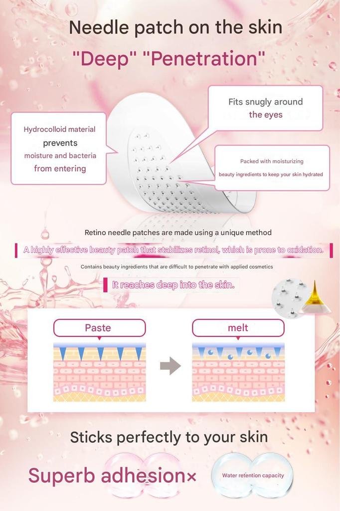 Thany. Retino Needle Patch Hyaluronic Acid 12 Treatments 24 Sheets Eye Mouth Frown Lines Care Anti-Aging Moisturizing Made In Japan