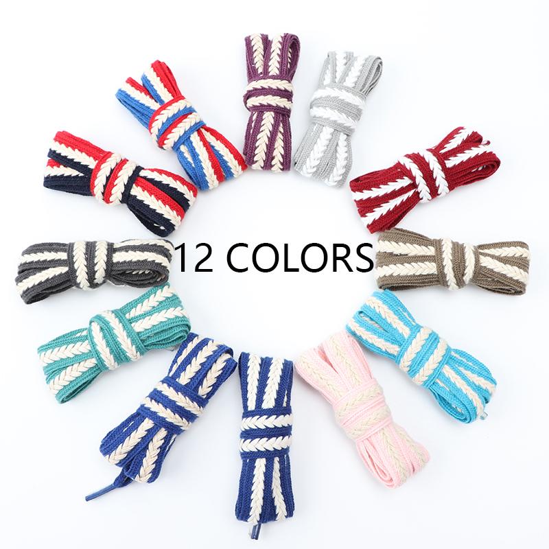 Новые плоские шнурки для кроссовок, полосатые шнурки с переплетением, шнурки для женщин и мужчин, текстурированные, классические, широкие, 1,5 см
