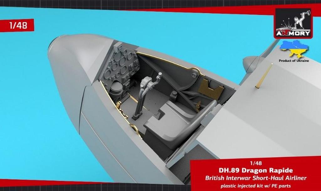 Armory Scale De Havilland Dragon Rapide Interwar Civil Aviation Part 1 Plastic Model Kit AMR48005 1/48 DH.89