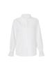 French White Women's Flare Sleeve Lace Top - Casual Long Sleeve Stand Collar Shirt