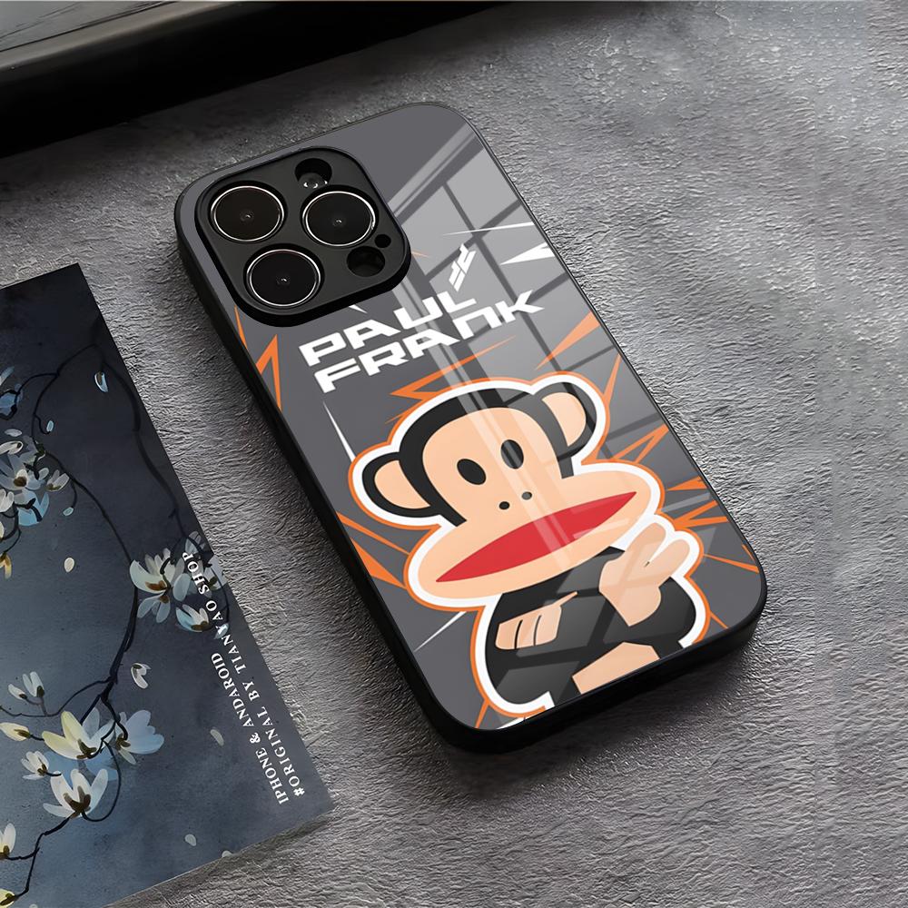 P-Paul F-Frank Phone Case For IPhone 17 Air 16 E Pro Max 15 14 13 Mini 12 Pro 11 Max Plus Black Glass Cover