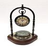 Nautical Maritime Brass Desk Clock with Brass Compass Home Decor