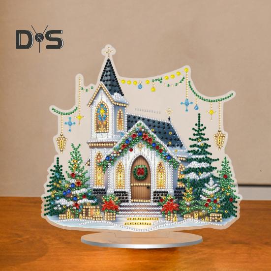 Рождественский набор для самостоятельной росписи стразами в деревенском доме, картина из искусственных бриллиантов, украшение для стола для домашнего декора