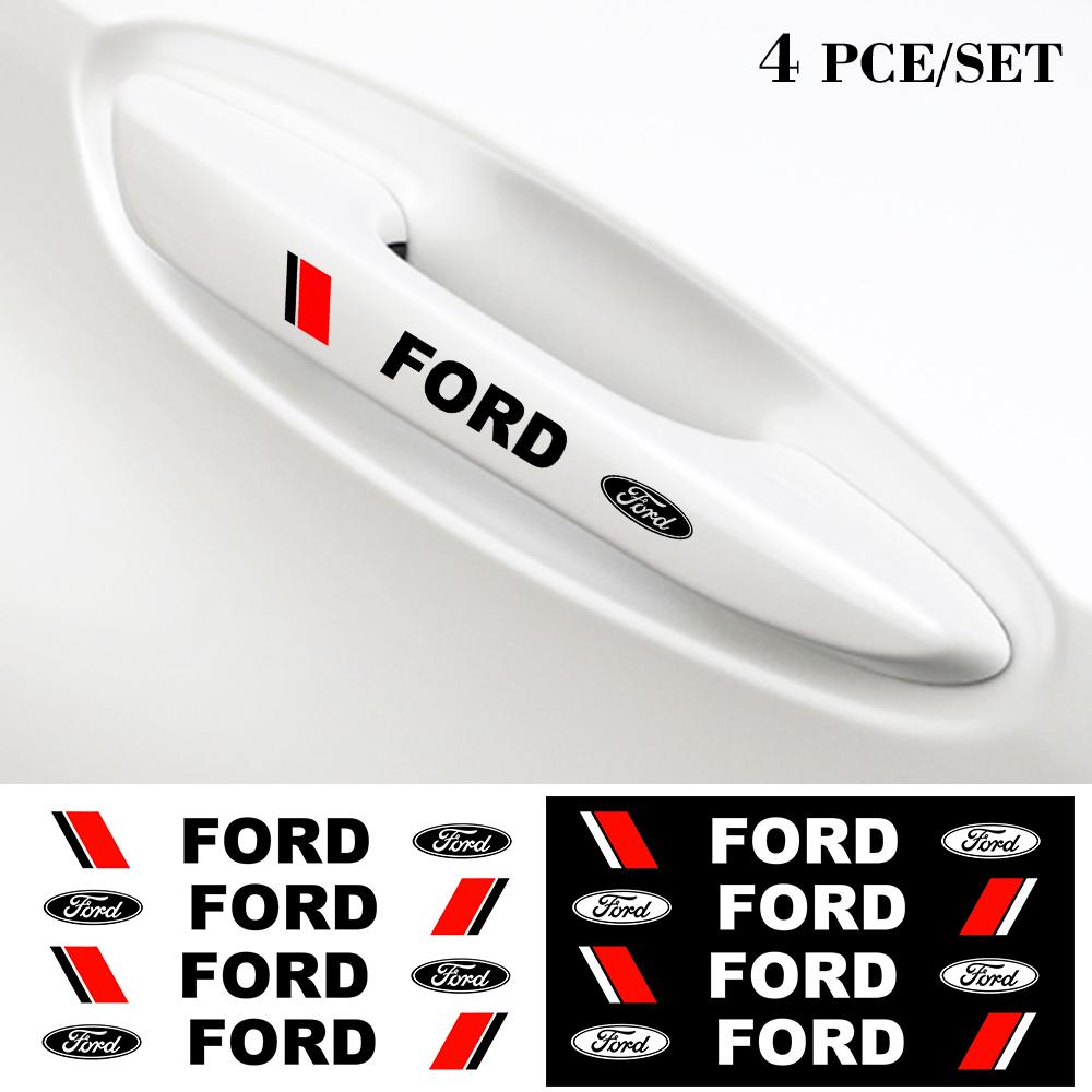 TRR600-4PCS Car Door Handle Emblem Decals Wheel Rims Body Decoration Stickers For Ford Focus Fiesta Ranger Mondeo S-MAX Kuga Mustang