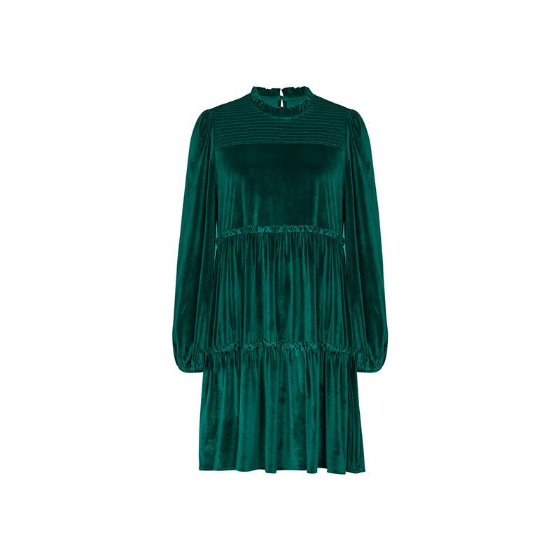 Весеннее, осеннее и зимнее женское платье, модное темпераментное элегантное зеленое платье