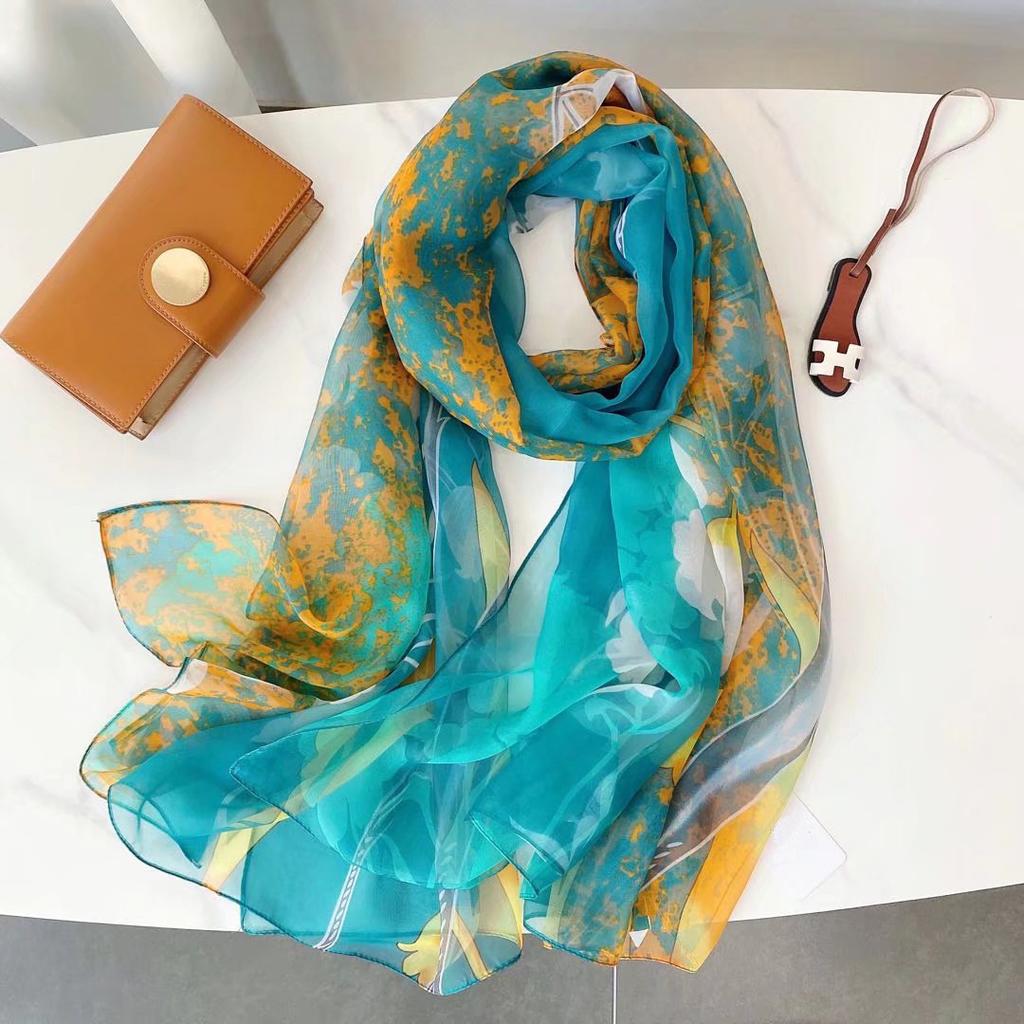 Women's Fashion Scarf Polyester Mature Style with Plant Pattern - Large Beach Shawl Wrap, Decorative Sun-Proof and Windproof