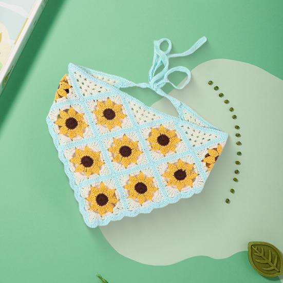 Готический вязаный крючком головной платок с цветочным узором на шнуровке, дышащий эластичный головной убор с растительным узором, аксессуары для волос