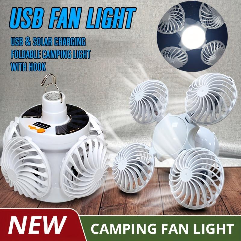 Солнечный вентилятор для кемпинга, Светильник с потолочным вентилятором, USB перезаряжаемый портативный электрический вентилятор, Подвесной ручной светильник с регулируемой скоростью, 3 цвета, Палатка,