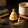 Whimsical Kid Room Decor 3D Printed Cheese Christmas Tree Ornament, Creative Figurine with Party Supplies Star Topper, Cute Xmas Desktop Ornaments for