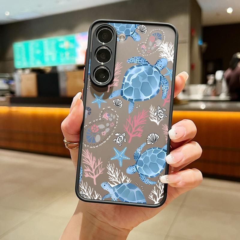 Seashell Starfish Patterned Case For Samsung S25 S24 Fe S22 Plus Ultra S23 S21 A56 A36 A55 A16 A54 A35 A52 A25 A15 A14 5g A32 4g Matte Hard Cover