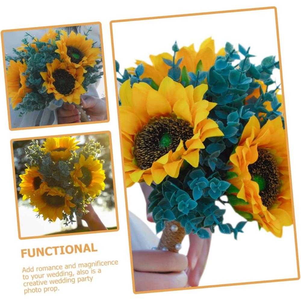 Букет невесты «Подсолнух» Каскадный свадебный букет Букеты невесты для свадьбы Каскадные букеты «Подсолнух» Цветочные центральные композиции Полевые цветы