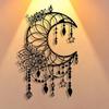 Elegant Gothic Crescent Moon And Floral Metal Wall Art - With An Intricate Design Of Beads And Stars.