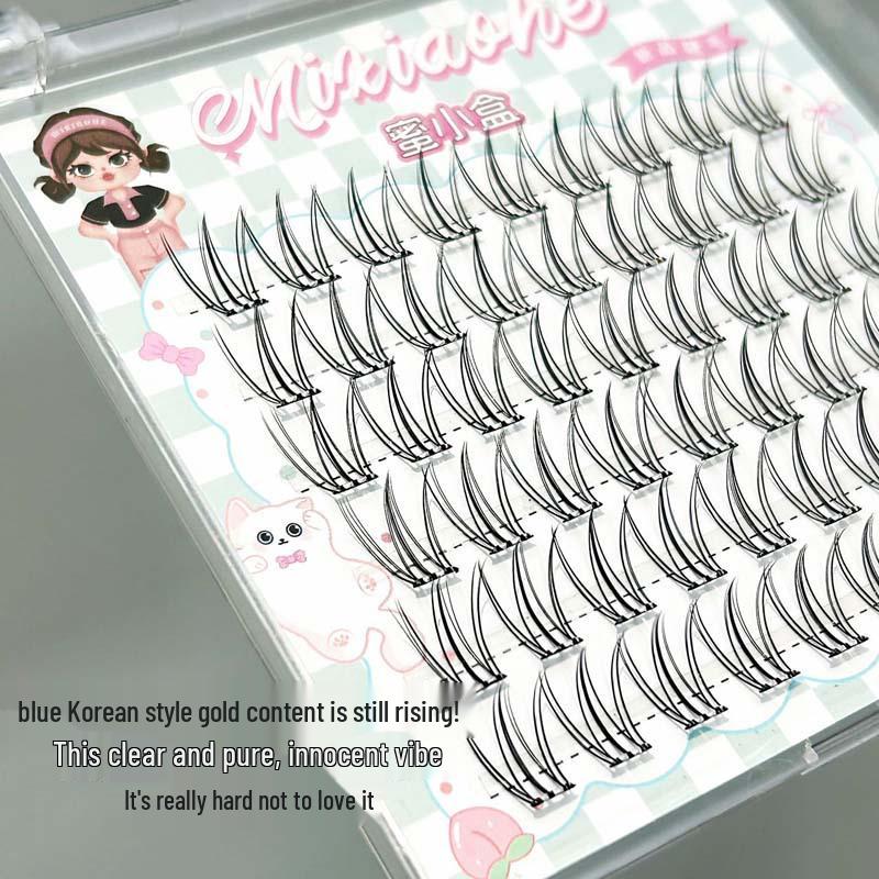 Korean Style Glue-Free Translucent False Eyelashes - Natural Manga Girl Effect, Root-by-Root Clear and Delicate Design