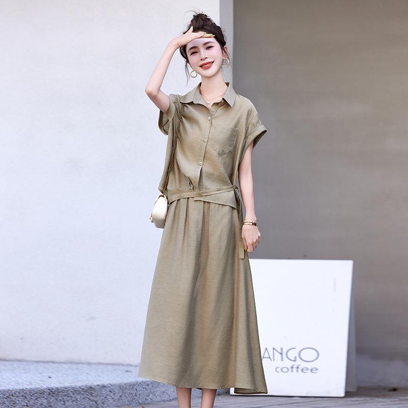 Модный комплект из легкой рубашки и юбки из лиоцелла и льна для женщин, новый комплект из двух предметов, демонстрирующий темперамент и повседневный стиль