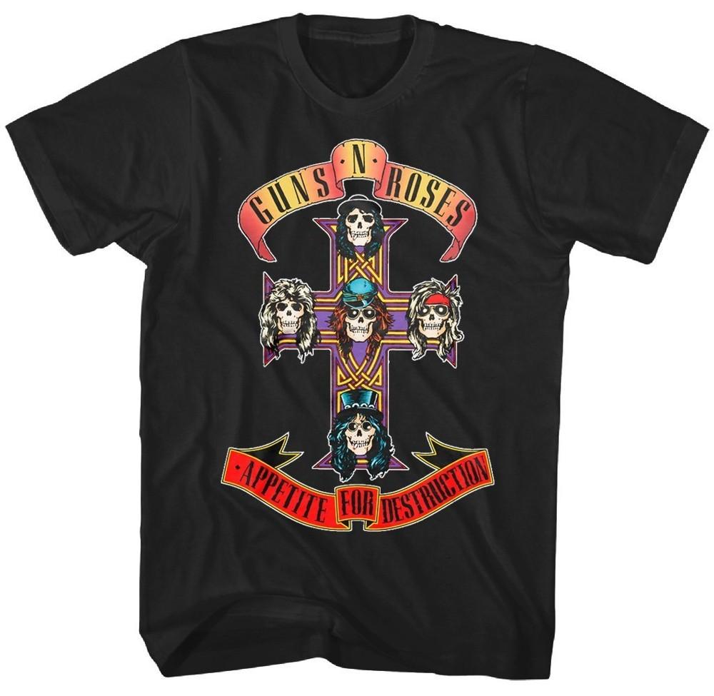 Guns N Roses Appetite for Destruction Мужская футболка Музыка Классическая футболка группы Черная Унисекс футболка
