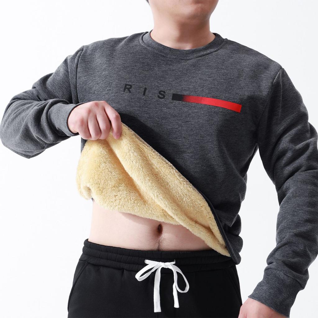 Мужская зимняя однотонная толстовка с цифровой печатью и утолщенным бархатом, мужская повседневная толстовка с круглым вырезом