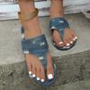 Модная распродажа женской обуви 2024 года, новая уличная мода, женские шлепанцы, летняя мода, большие размеры, синие джинсовые сандалии на плоской подошве