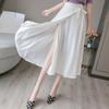 Женская плиссированная юбка, шифоновая цельная ретро-юбка на шнуровке, летняя розовая женская пляжная юбка в корейском стиле с разрезом