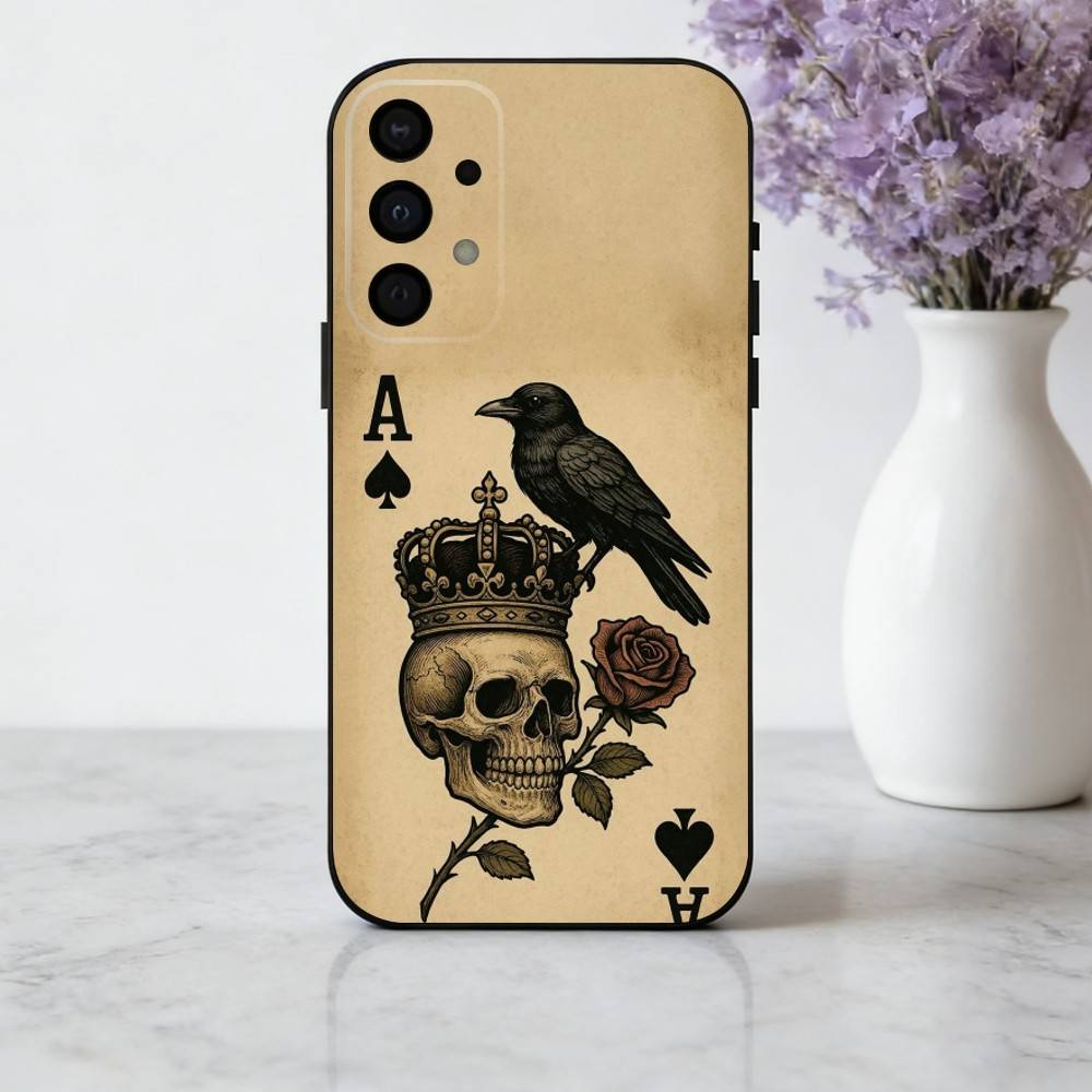 Чехол для телефона S-Skeleton Q-Королева Червей КАРТА Для Samsung Galaxy A73,A72,A71,A70,A53,A52,A51,Мягкий Силиконовый Черный Чехол