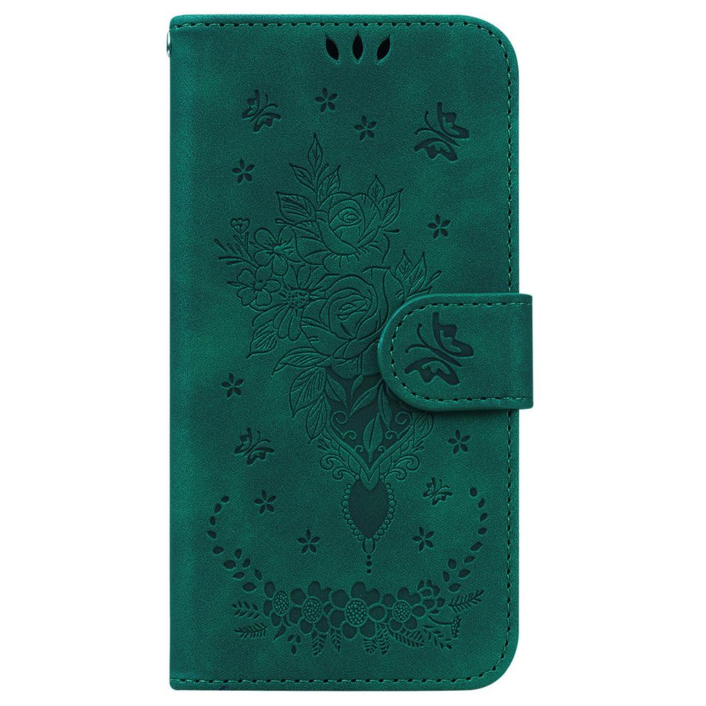 For Motorola Moto G56 5G Case Butterfly Flower Imprint PU Leather Wallet Phone Cover with Strap