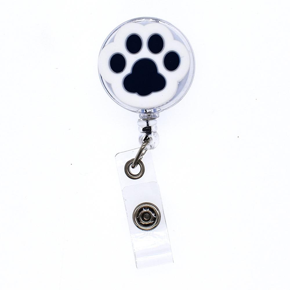 PVC Students Doctors Nurse Retractable Badge Holder Cartoon Cat Paw ID Card Holder Name Card Holder
