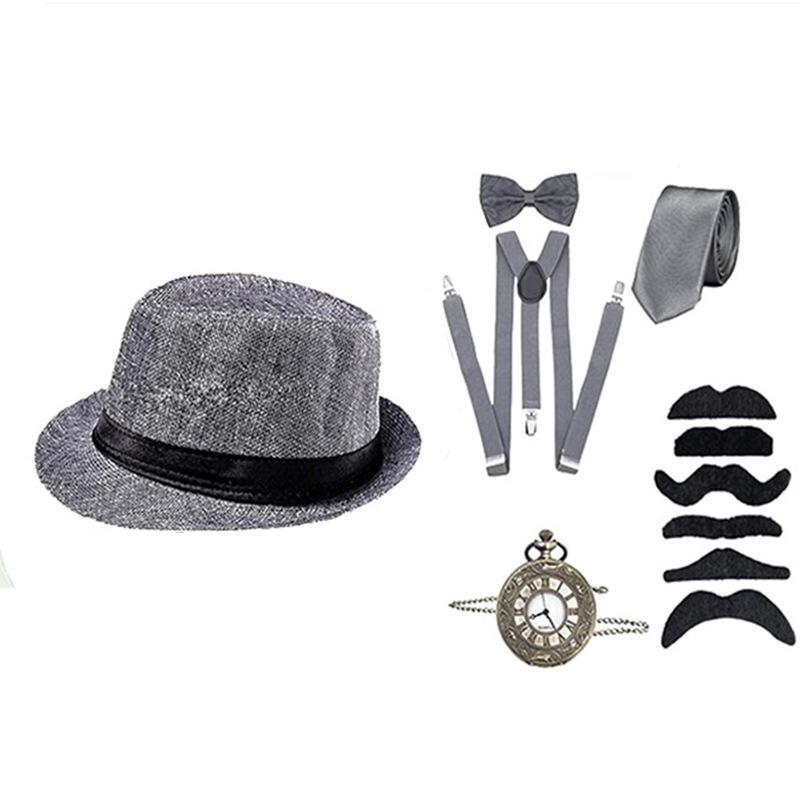 Gatsby 1920s Men's Top Hat, Pocket Watch & Bow Tie Set