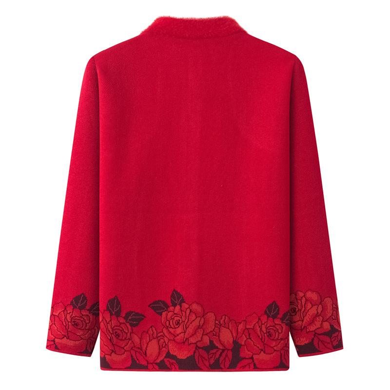 Весенне-осеннее пальто, женский утепленный вязаный свитер, кардиган, зимняя одежда для среднего и пожилого возраста, темпераментная элегантная одежда для пожилых людей