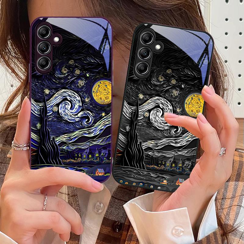 Масляная живопись Звездное небо Для Samsung A 73 72 71 70 56 55 54 53 52 51 50 42 35 34 33 32 31 26 25 24 23 22 30 20 стеклянный чехол для телефона