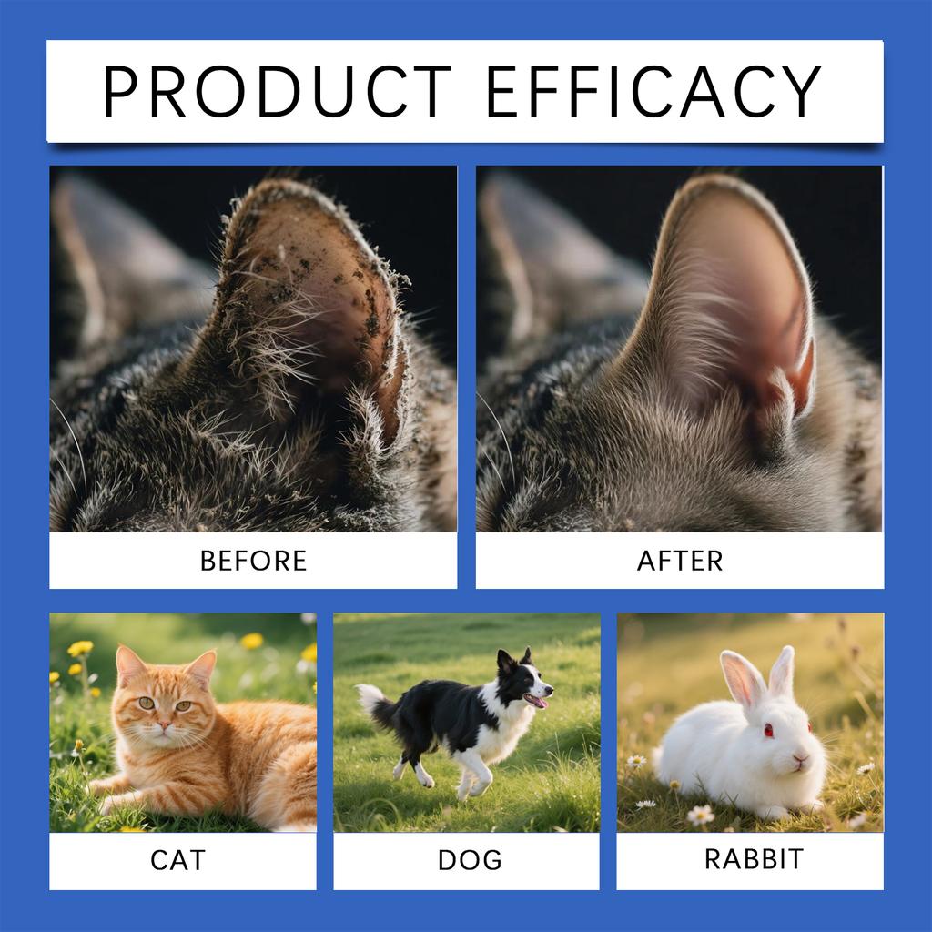 Капли для ушей для домашних животных, капли для глаз, очищающие ушную серу при инфекциях, удаляющие грязь для собак, кошек 60 мл