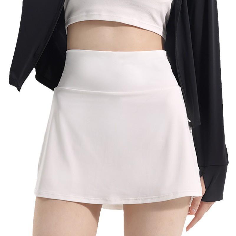 High-Elastic Ice Silk Tennis Skirt Women Pleated Sport Short With Pocket Quick-Dry Yoga Running Skort