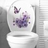 Фиолетовые растения Цветы Бабочки Наклейки на туалет Ванная комната Наклейки на стену в ванной Самоклеящиеся