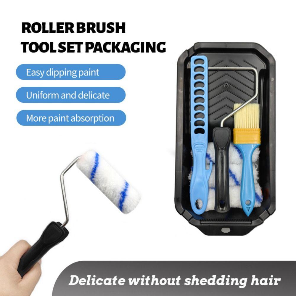 Furniture Painting Roller Paint Brush Microfiber Paint Pan Paint Roller Kit Interior Decorating