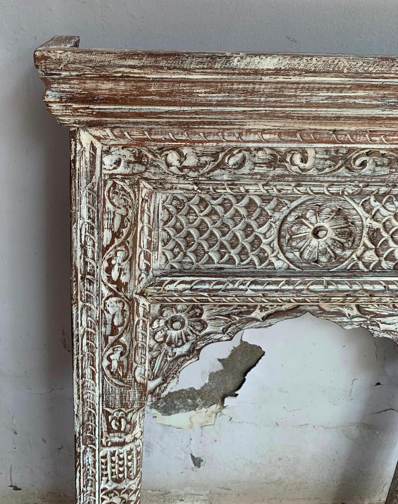 Floral Carved Wooden Jharokha Frame: Indian Heritage Wall Decor