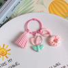 With Tassel Sweet Resin Tulip Keyring Young Girl's Heart Tulip Flower Keychain Pendant   Girls