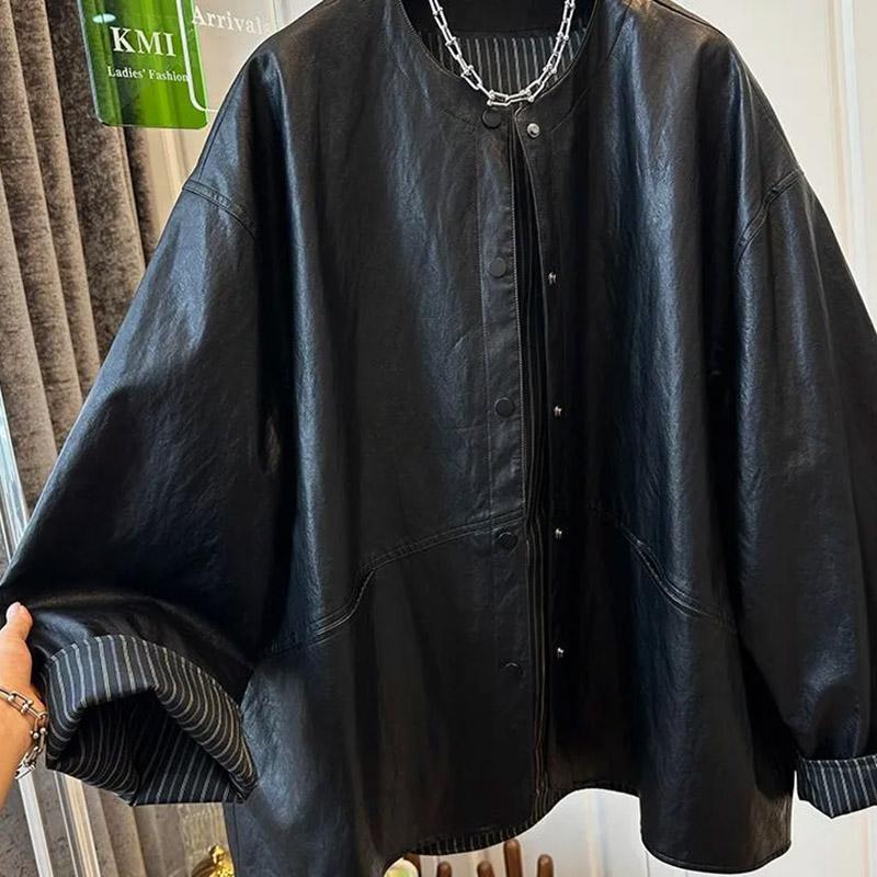 Пальто женское утолщенное плюшевое осенне-зимнее оверсайз свободное повседневное хлопковое кожаное