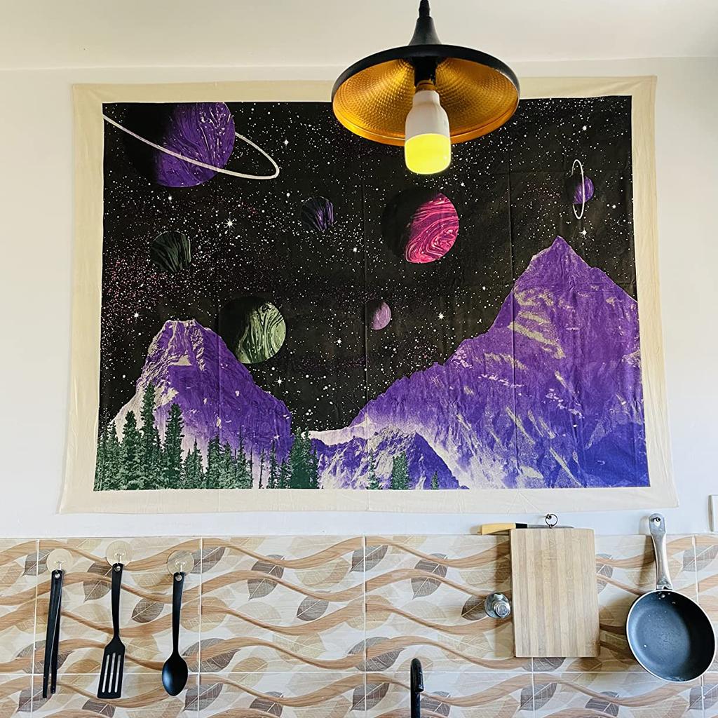 Галактика Вселенная Космический гобелен Планета Декор комнаты Эстетические гобелены Бохо Хиппи Настенная подвеска Kawaii Домашний декор Йога Пляжный коврик