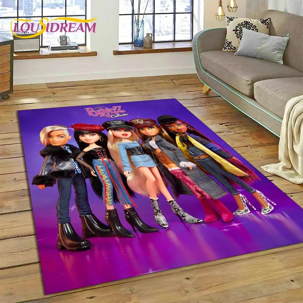 HD Мультяшная кукла Bratz Милые девочки 3D Ковер для гостиной спальни Домашний декор, Нескользящий коврик Декорация для дивана Придверный коврик