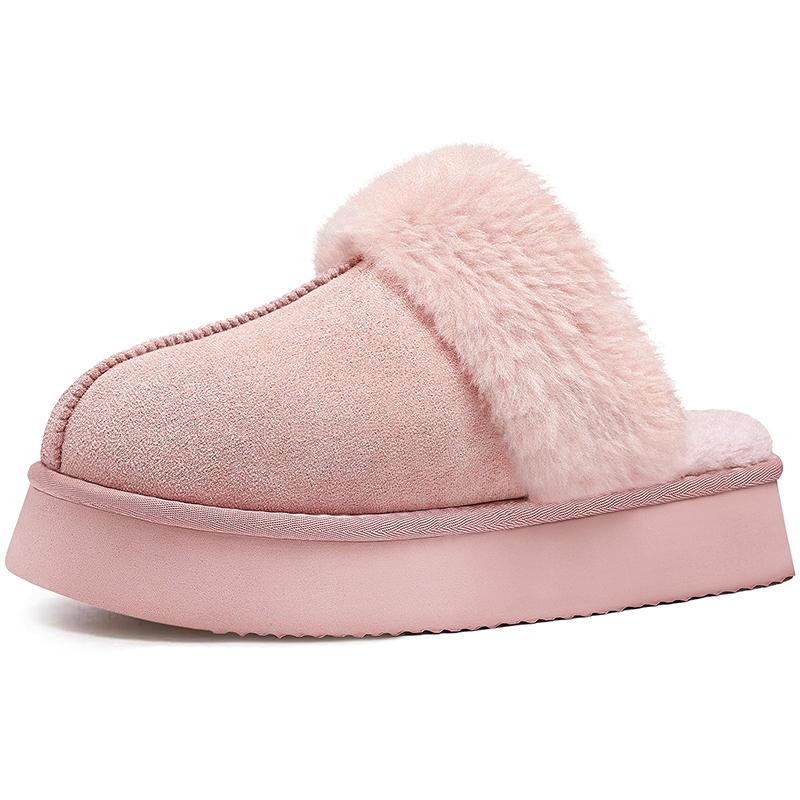 Fashion Kidmi Women's Fuzzy Platform Slippers with Fluffy Memory Foam News Thick-soled Soft Comfortable Winter Women Slippers Home Shoes