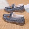 Winter Velvet Thickened Non-Slip Toad Shoes: Fashionable Plaid Cotton Slip-Ons