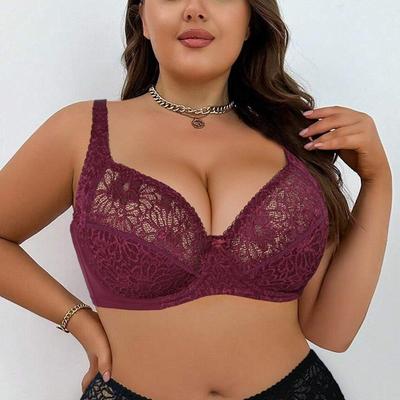 1 шт., женский ультратонкий полупрозрачный кружевной бюстгальтер больших размеров, сексуальный дышащий бюстгальтер со стальным кольцом, чашка французской элегантности CDE