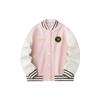 Life Series Letter Splicing Single-Breasted Warm Long Sleeve Baseball Jacket Women Jackets Beige Pink 162418762-2