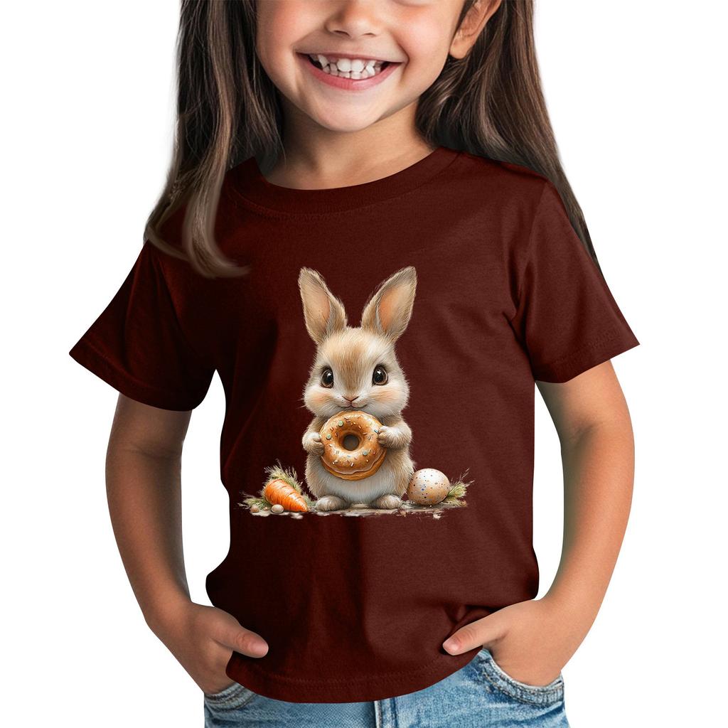 Детская футболка с коротким рукавом и принтом животных, повседневный топ