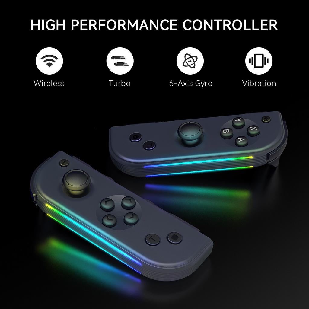 Контроллер переключателя Joy Pad с боковой люминесценцией Joy Cons L/R, совместимый с переключателем Joycon с пробуждением/снимком экрана