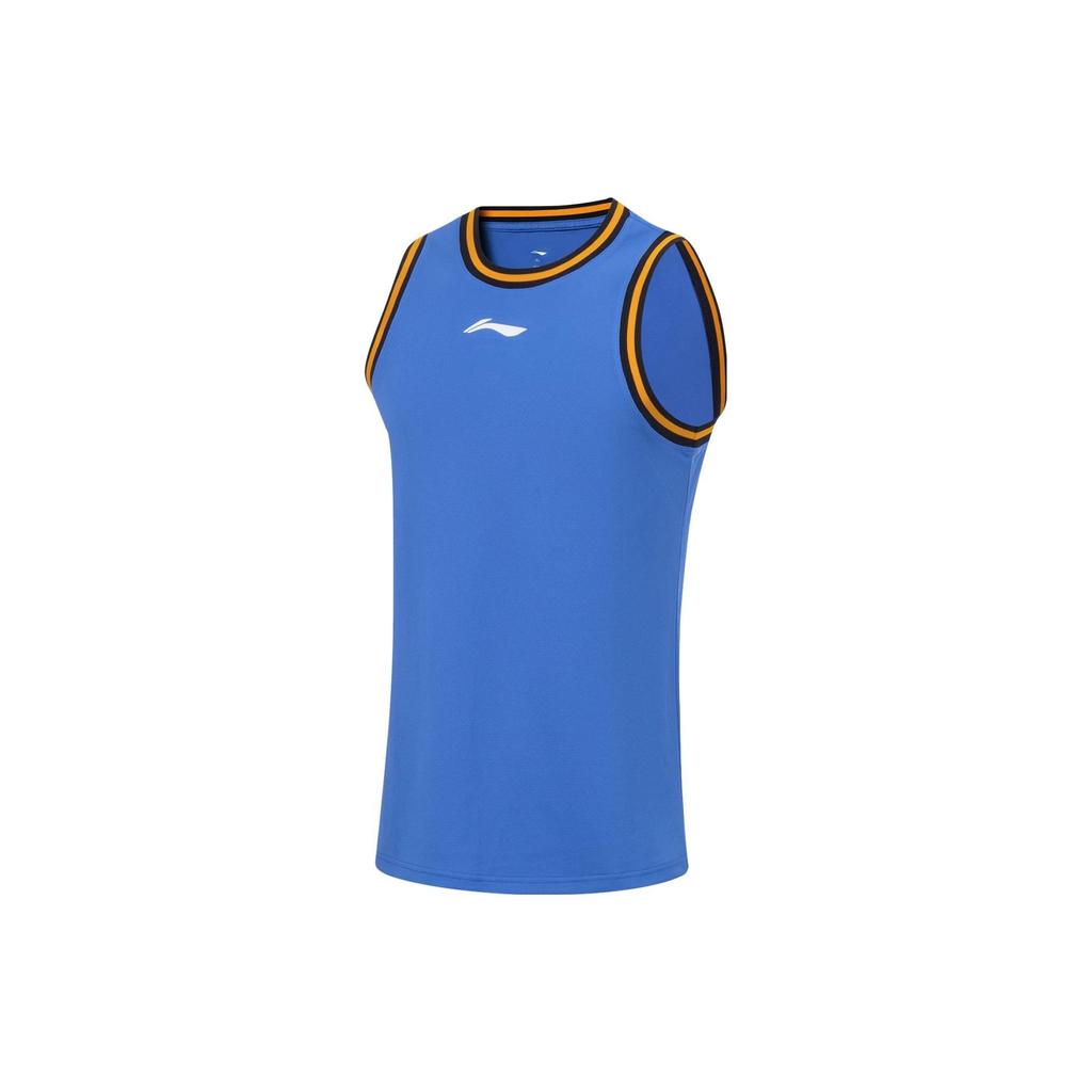Li Ning Sports Basketball Series Logo Print Sweat-Wicking Comfortable Split Basketball Set Men Sportswear Beijing-Blue AATT001-8