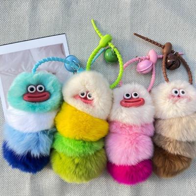 Мультяшный Плюшевый Уродливо-Милый Настоящая Выдра Кролик Гусеница Брелок Фигурка Пара Аксессуар для Сумки Игрушка Креативный Подарок Рождественский Подарок