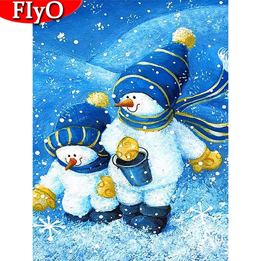 Алмазная картина Снеговик Рукоделие Рукоделие Алмазная вышивка Мультфильм Фотографии Стразами Рождественское украшение