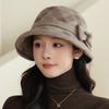 In The Elderly Hat Women Woolen Basin Hat Autumn and Winter Bucket Hat Warm Fleece Thickened Top Hat