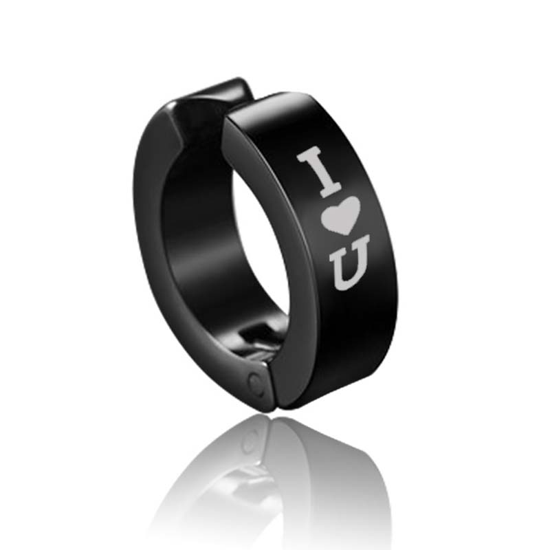 1 Pc Women Men Punk Earring Titanium Steel Black No Pierced Fake Earring Circle Ear Clip Pop Jewelry